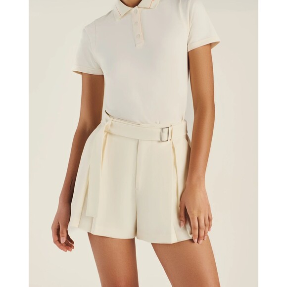 Malbon Pants - Malbon Golf Amara Pleated Shorts Belt White Ivory Women’s Size 0